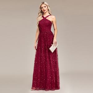 Vestidos de Dama de Honor Modernos para Boda, Brillantes, sin Espalda, sin Mangas, con Cuello Halter, Corte en A, Vestidos de Fiesta para Mujer, Vestidos de Noche - Product Image 2