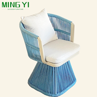 Chaises et tables de salle à manger en aluminium modernes et neuves pour patio, restaurant, jardin, café, meubles d'extérieur, chaises en corde tissée à la main