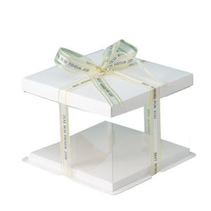 Caja de pastel transparente cuadrada de 4/6/8/10/12/14 pulgadas de marca personalizada, embalaje de cumpleaños elevado con grabado y laminación mate - Product Image 3