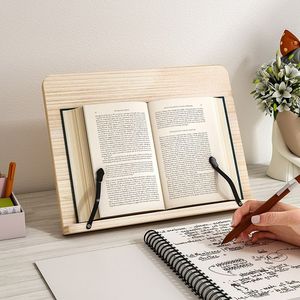 Estante de lectura de madera con clip para escritorio, biblioteca, estudio, soporte rectangular, material de madera, autoensamblable - Product Image 3
