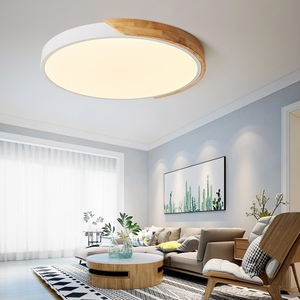 White 36W 3CCT <b>Round</b> <b>LED</b> Wood Effect <b>Ceiling</b> <b>Light</b> 50cm - Product Image 4