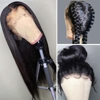 Perruque Lace Wig Remy lisse noire, perruque naturelle, perruque longue, naissance des cheveux naturelle, cheveux lisses, pour femmes noires, 30 pouces