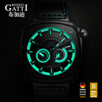 Montre mécanique automatique de luxe pour homme Bonest Gatti, squelette, étanche, verre saphir, bracelet en cuir, montre-bracelet pour affaires BG6601