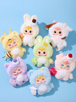 Trois petits Fluffies Samuel Hugs Ice Cream, adorable jouet en peluche à thème animal, boîte mystère, porte-clés, pendentif de sac à dos