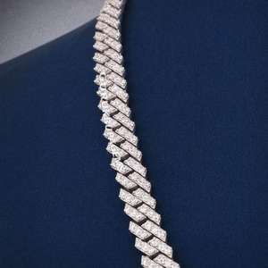 Chaîne cubaine Miami tendance de luxe en argent sterling 925 avec diamants Moissanite, collier unisexe, cadeau de mariage - Product Image 2