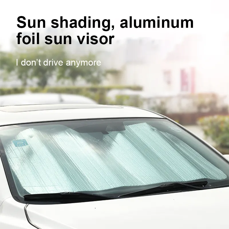 Black Bubble Sun Shade Custom Folding Retractable Car Front Window Sunshades Polyester Car Windshield Sunshade