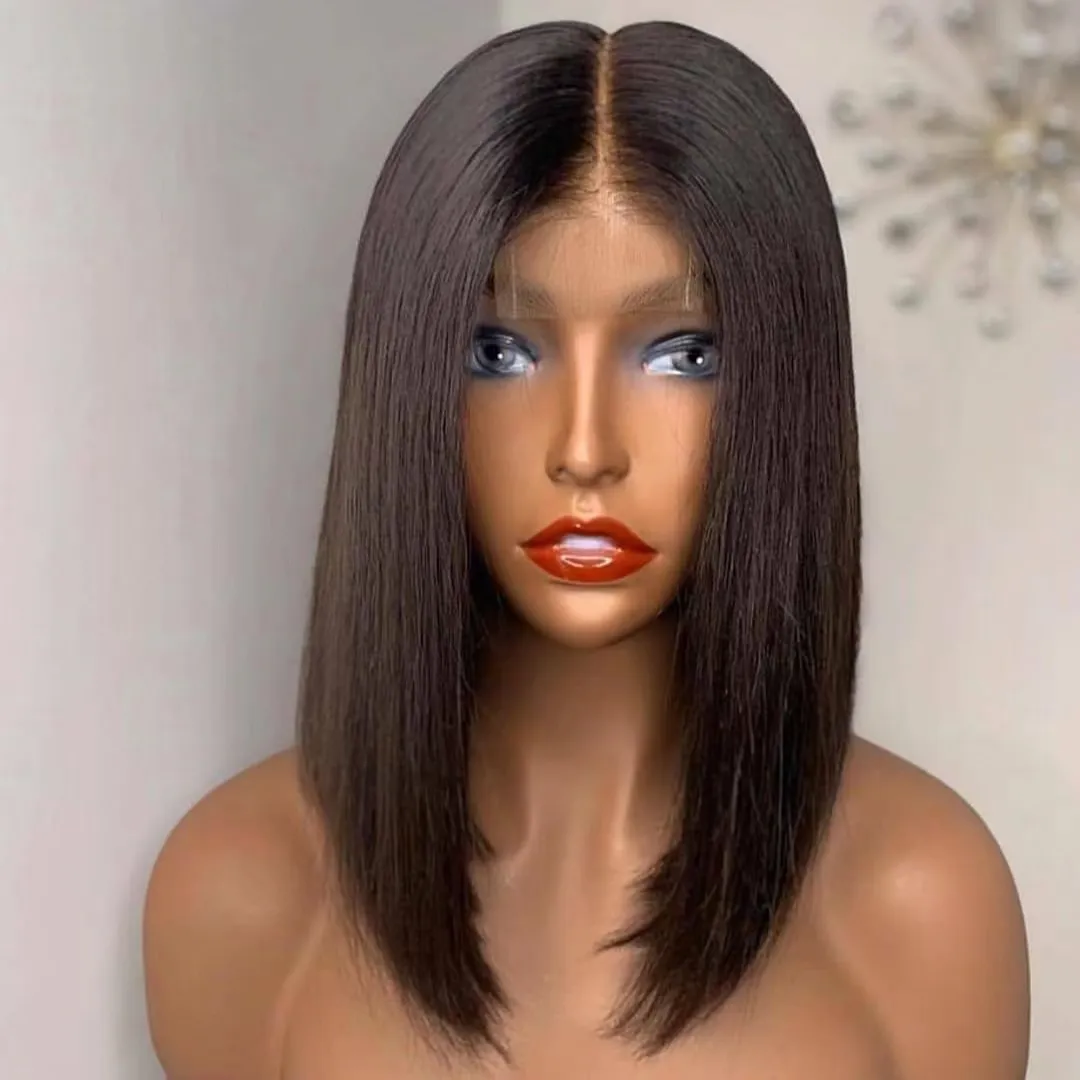 preplucked human hair wig kim k closure wig 2X6 Closure bob wig