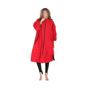 VTL2064-Jubah Bertudung Tahan Angin, Mantel Hangat Bertudung Ponco Selancar Ukuran Besar untuk Wanita