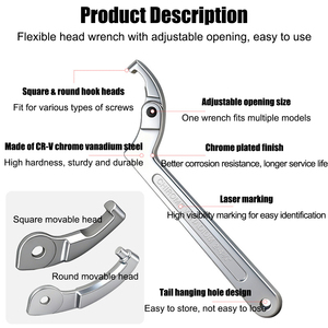 Clé à écrous métrique portable en alliage forgé ultra-résistant pour boîtier de compteur <span class=keywords><strong>d</strong></span>'eau et écrous pentagonaux, avec étui de rangement - Product Image 2