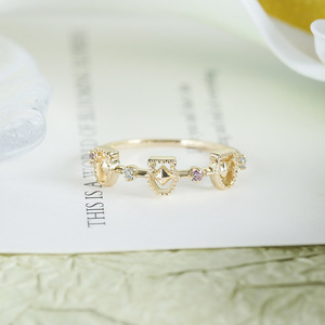 Fiaba nicchia chiaro cielo stellato Milgrain colorato piccole pietre preziose impilabili anelli periodo vittoriano <span class=keywords><strong>gioielli</strong></span> - Product Image 1