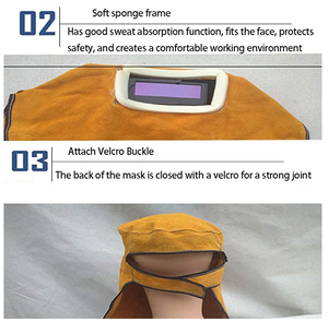 Casco <span class=keywords><strong>de</strong></span> soldadura <span class=keywords><strong>de</strong></span> cuero con flor <span class=keywords><strong>de</strong></span> fuego <span class=keywords><strong>de</strong></span> doble tapa, tapa protectora <span class=keywords><strong>de</strong></span> <span class=keywords><strong>seguro</strong></span> laboral, resistente al fuego y elegante - Product Image 6