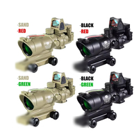 Lunette de visée optique 4x32 pour la chasse avec fibres optiques réelles, point rouge et vert, réticule gravé et éclairé