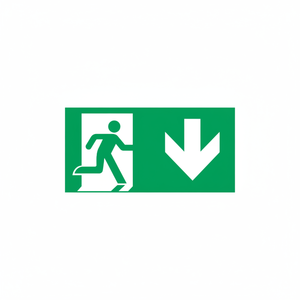 Uscita di emergenza verso il basso segno freccia destra-200 in PVC luminescente * 400 mm - Product Image 2