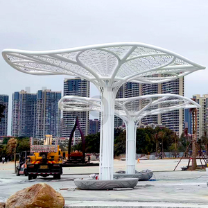 หลังคาสแตนเลสสั่งทำพิเศษสำหรับงานอีเว้นท์ ปาร์ค สแควร์ ประติมากรรมกลางแจ้งขนาดใหญ่รูปทรงทรัมเป็ตต้นไม้แบบนามธรรม ทำจากสแตนเลสคุณภาพสูง - Product Image 6