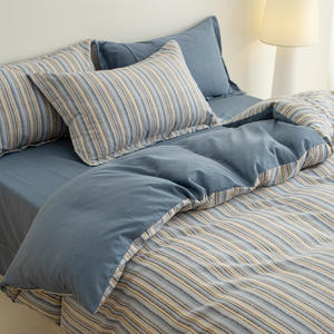 批发简约INS风格柔软透气棉床上用品套装100% 纯棉四季宿舍使用 - Product Image 1