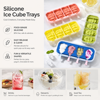 Ensemble de moules à glace en silicone de qualité alimentaire en forme d'animaux, 4 compartiments, démoulage facile, écologiques, réutilisables, multicolores, DIY