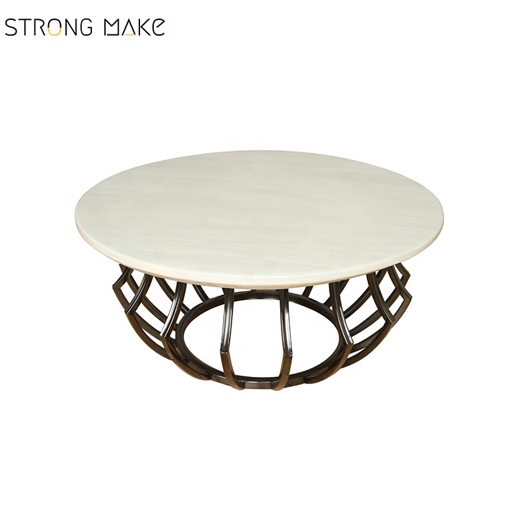 Design d'intérieur en acier inoxydable chromé cadre Artificielle table d'appoint En Marbre table basse