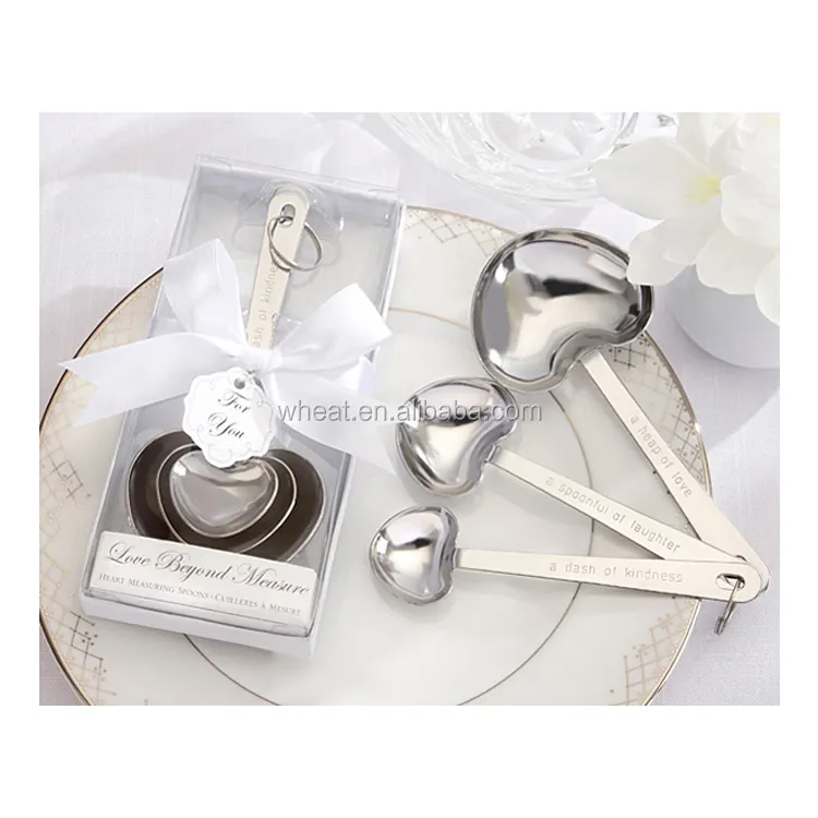 Chinese Factory Giveaway Souvenir Gift Stainless Steel Heart Shape Love Beyond Measuring Spoons Wedding GIft