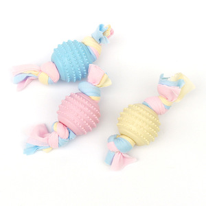 Jouets en corde de caoutchouc pour animaux de compagnie, couleurs mélangées, durables, à mâcher, pour chiens et chats, jouets qui couinent, fournitures de jeu ZL2243 - Product Image 3