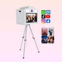 Photobooth Portable avec Écran LCD de 21,5 Pouces, Design Rétro, Photobooth Personnalisable pour Mariage/Fête/Anniversaire