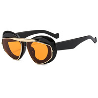 Lunettes de soleil unisexes style Kris Jenner, rétro, personnalité avant-gardiste, œil de chat, UV400, orange, bleu clair, modèle PC, podium