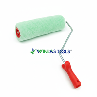 Couverture de rouleau de peinture polyester pratique décorative personnalisée avec nouvelle poignée en plastique rouge