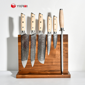 Juego de 6 cuchillos de cocina Santoku de Chef de acero de Damasco japonés OEM con 67 capas y varilla afiladora de cuchillos - Product Image 5