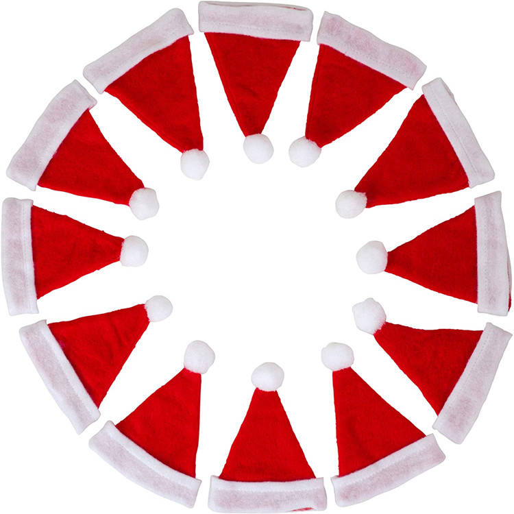 Поставка с завода, Рождественская мини красная шляпа с Санта-Клаусом, крышка для винной бутылки, украшение для вечерней посуды