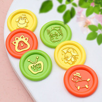 Sceau à cire de haute qualité, série de motifs de dessins animés de 15 mm, petit diable, petit gâteau, os de poisson