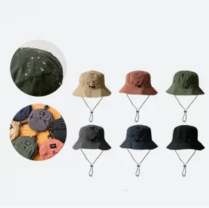 Fisherman's Waterproof Fisherman's Hat Can Store Bag Thin Hiking Adjustable Bucket Hats With String Water Proof Bucket Hats