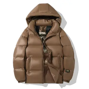 Leather Goose Custom Bubble Long Winter Down Coat With Fur Hoodie
