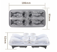 Moule à glaçons en silicone 3D chien Labrador, 4 cavités, grand format, écologique, pour glaçons amusants faits maison, avec entonnoir pour whisky et cocktails