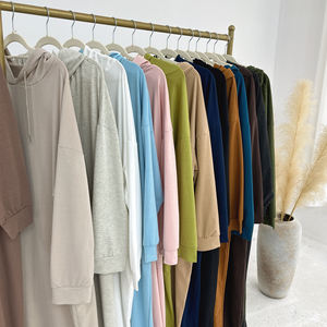 闪光<span class=keywords><strong>Sel</strong></span>最新女式伊斯兰服装休闲日装阿巴亚连衣裙连帽衫加大码春季平纹宽松运动衫设计 - Product Image 5