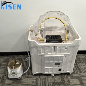 Matériel de salon Kisen : Bac de lavage de tête avec réservoir d'eau à 2 compartiments et bassin en plastique pour salons de beauté, barbiers et hôpitaux - Product Image 4