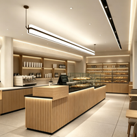Comptoir de caisse vintage pour boulangerie, comptoir de réception personnalisé avec vitrine, comptoir d'angle pour café