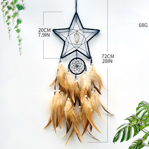 Bohème indien fait à la main coquille étoile lune capteur de rêves plume pendentif chambre décoration accessoires - Product Image 3