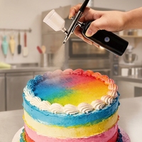 Wiederaufladbares Kabelloses Quadratisches Verstellbares ABS+Kupfer Airbrush-Set für Kuchen - Tragbares Wiederverwendbares Kuchendekorationswerkzeug 18-25PSI Airbrush