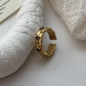 Wenchi Vintage Woven <b>Ring</b> Green Zircon S925 Pure <b>Silver</b> Elegant Temperament European American French Niche Design Inlaid <b>Set</b> - Product Image 4