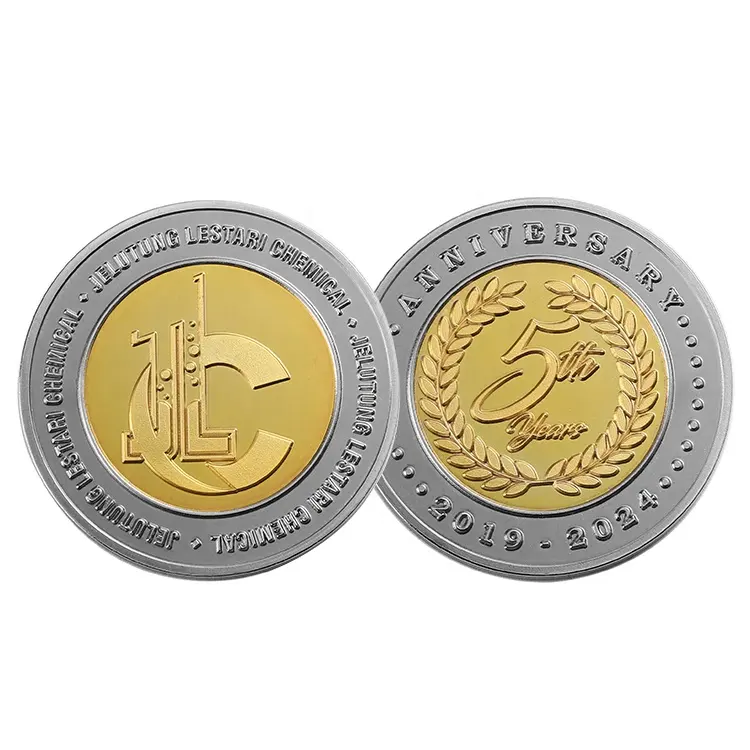 समान यूरो सिक्का वर्षगांठ स्मारक धातु सिक्के दो टोन निर्माता को अनुकूलित करें