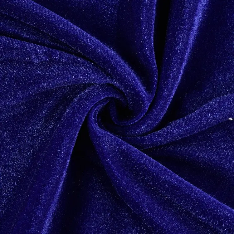 Shaoxing wholesale dark blue solid women clothing thick soft knitted velvet fabric