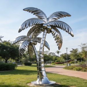 Sculpture <span class=keywords><strong>de</strong></span> <span class=keywords><strong>jardin</strong></span> moderne <span class=keywords><strong>de</strong></span> grande taille en <span class=keywords><strong>fil</strong></span> d'acier inoxydable, sur mesure, <span class=keywords><strong>de</strong></span> luxe, pour extérieur, motif palmier, œuvre d'art métallique pour hôtel <span class=keywords><strong>de</strong></span> luxe - Product Image 3