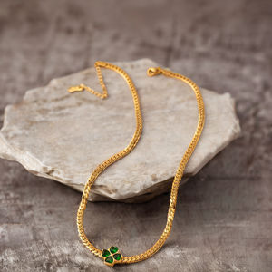 Collar de moda 2024 Acero titanio Trébol de cuatro hojas COLLAR COLGANTE chapado en oro para mujer y Niña - Product Image 5