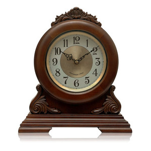 Solid Wood Table Clock European Style Vintage Round Westminster Music Clock For Living Room Decor - Product Image 3