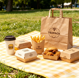 Ensemble d'emballages alimentaires personnalisés de qualité alimentaire pour la restauration rapide, boîte à hamburger jetable, porte-frites, gobelet, sac, <span class=keywords><strong>kit</strong></span> pour service de livraison de nourriture - Product Image 3