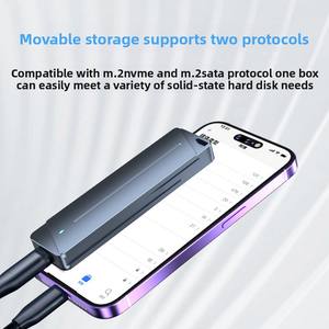 M.<span class=keywords><strong>2</strong></span> NVMe صندوق قرص صلب ثنائي البروتوكول خارجي NGFF/SATA ثنائي البروتوكول جسم معدني للقراءة والكتابة حقيبة ومحرك أقراص الحالة الصلبة المحمول - Product Image 4