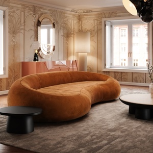 Sofá Curvo Moderno de Mediados de Siglo HDC, Sofá <span class=keywords><strong>Madison</strong></span> de Diseño Hecho a Mano, Personalizado para Sala de Estar, Hogar de Lujo, Club - Product Image 1