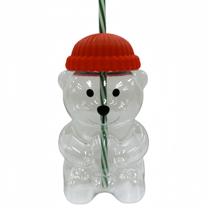 Botol Air Plastik Bentuk Beruang yang Menggemaskan dengan Sedotan, Bahan PC Bebas BPA, Ringan, Hadiah Liburan yang Sempurna, Gaya Fashion - Product Image 6