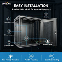 Rak Server Pusat Data Starlink SPCC Baja Canai Dingin 19" 12U Kabinet Data Standar ANS/EIA RS-310-D