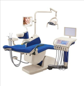 Fauteuil dentaire hydraulique de haute qualité avec seringue 3 voies, plateau pour médecin et lampe papillon tricolore – Équipement dentaire - Product Image 5