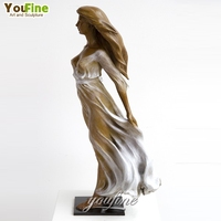 Sculpture de danseuse en bronze YouFine, robe blanche, statue pour décoration extérieure de jardin, cour, hôtel, villa, parc